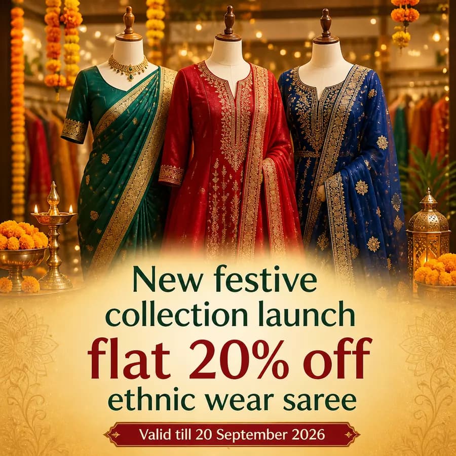 Boutique festive collection post using a consistent three-colour palette